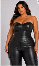 Load image into Gallery viewer, Midnight Luxe Faux Leather Corset Top (Plus Size)