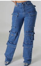 Load image into Gallery viewer, Denim med wash cargo