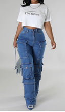 Load image into Gallery viewer, Denim med wash cargo
