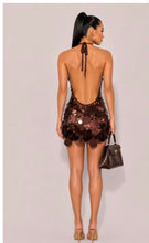 Load image into Gallery viewer, After Dark Chocolate Sequin Mini Dress