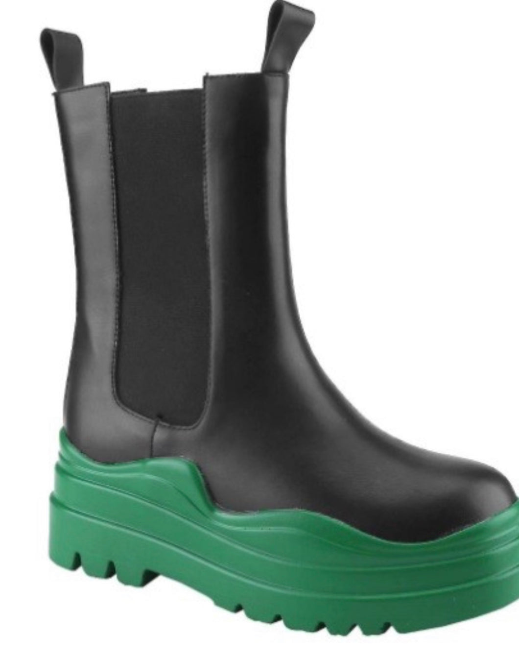 Green rain boot