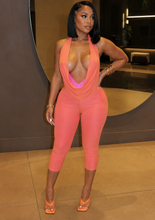 Load image into Gallery viewer, Coral Crush Halter Capri Jumpsuit
