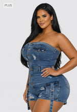 Load image into Gallery viewer, Plus denim romper

