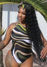 Load image into Gallery viewer, Swirl print halter bodysuit
