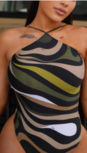 Load image into Gallery viewer, Swirl print halter bodysuit
