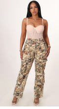 Load image into Gallery viewer, Beige camo  leg pants
