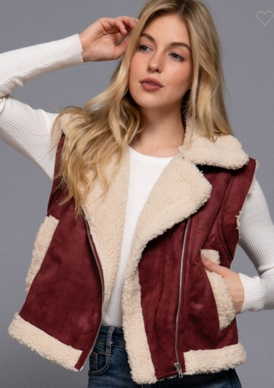 Faux suede inner fur zip zest