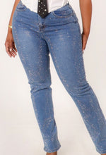Load image into Gallery viewer, rhinestone denim-med wash
