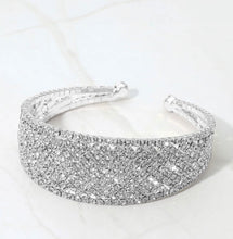 Load image into Gallery viewer, Wide rhinestone paved cuff bracelet
