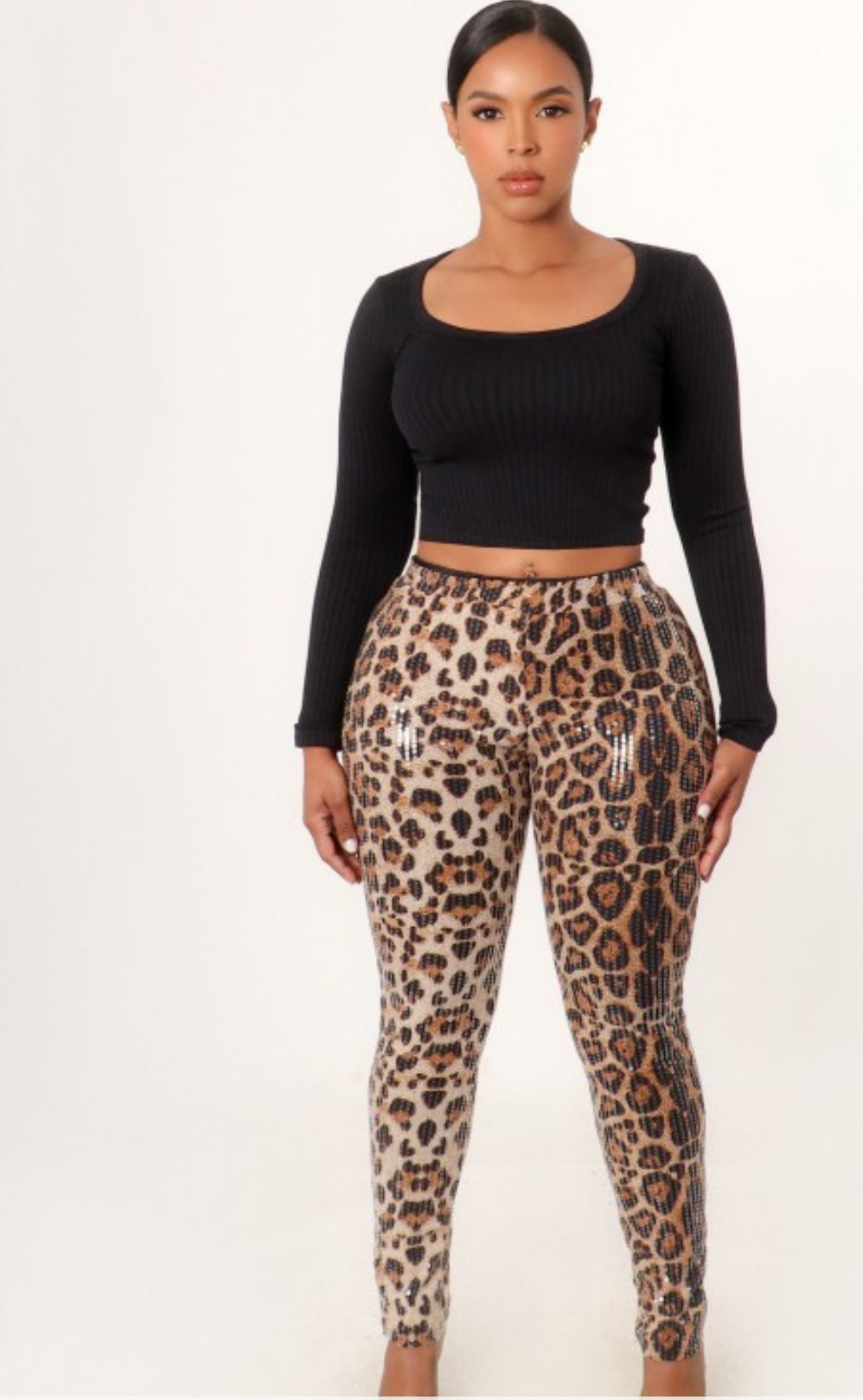 Leopard sequins pant