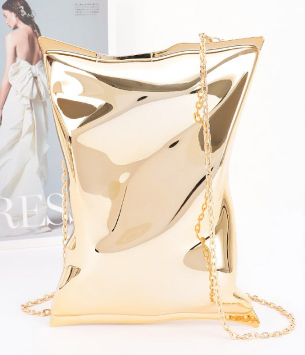 Gold metal purse