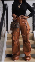 Load image into Gallery viewer, Casey faux leather cargos
