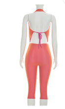 Load image into Gallery viewer, Coral Crush Halter Capri Jumpsuit

