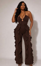 Load image into Gallery viewer, Mocha ruffle jumpsuit
