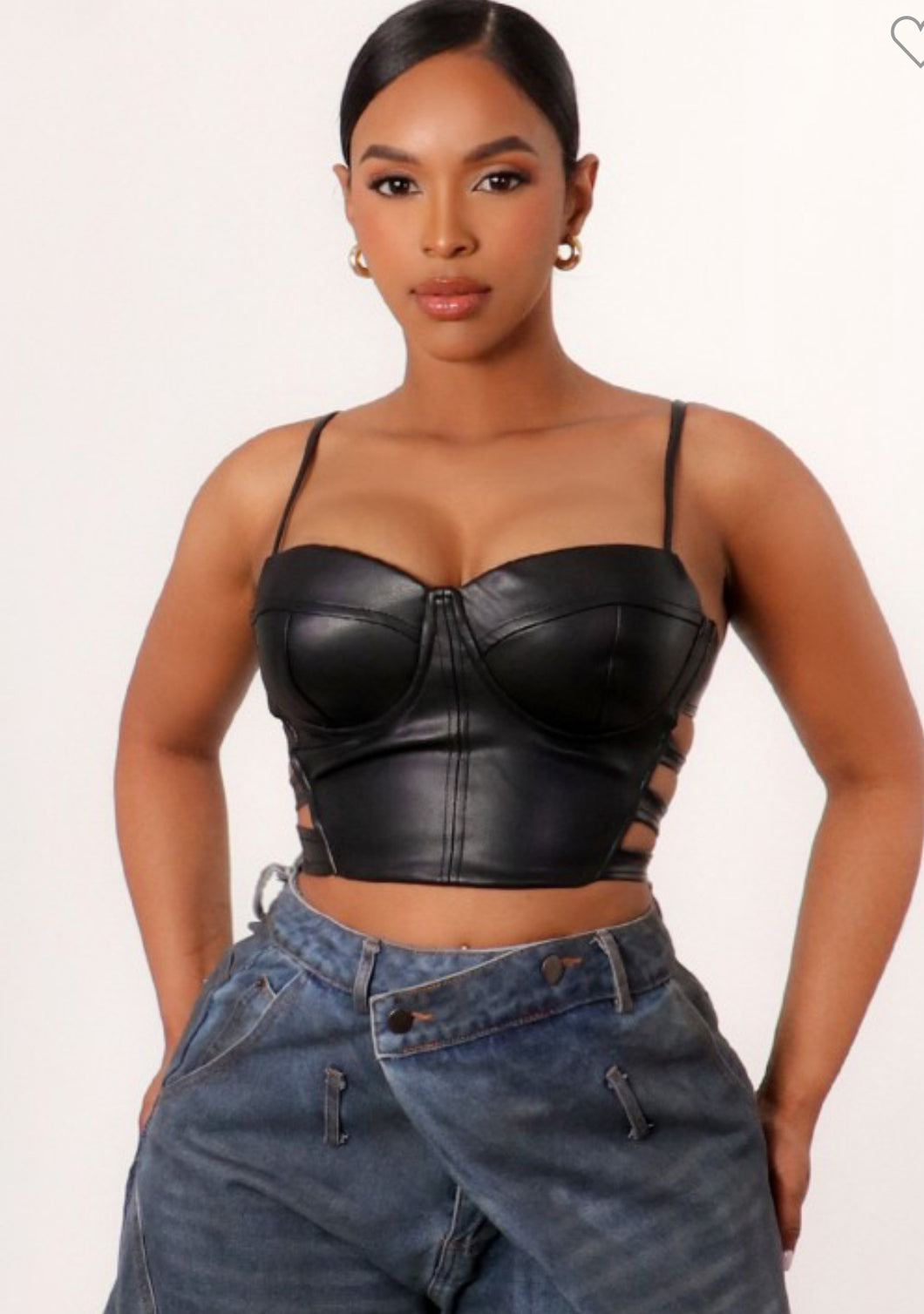 Bustier faux leather top