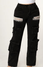 Load image into Gallery viewer, Rhinestone cargo denim
