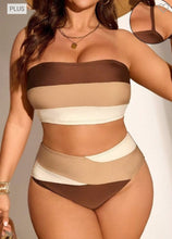 Load image into Gallery viewer, Plus wide stripe swim set
