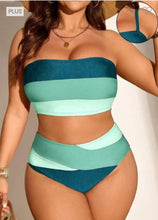 Load image into Gallery viewer, Plus wide stripe swim set
