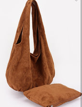 Load image into Gallery viewer, Faux suede shoulder bag with pouch
