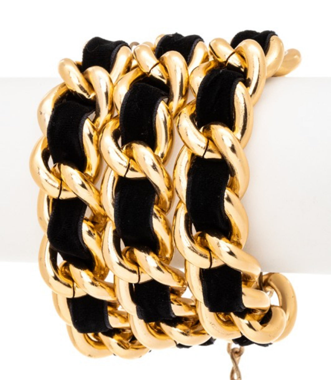 Velvet trim layered bracelet