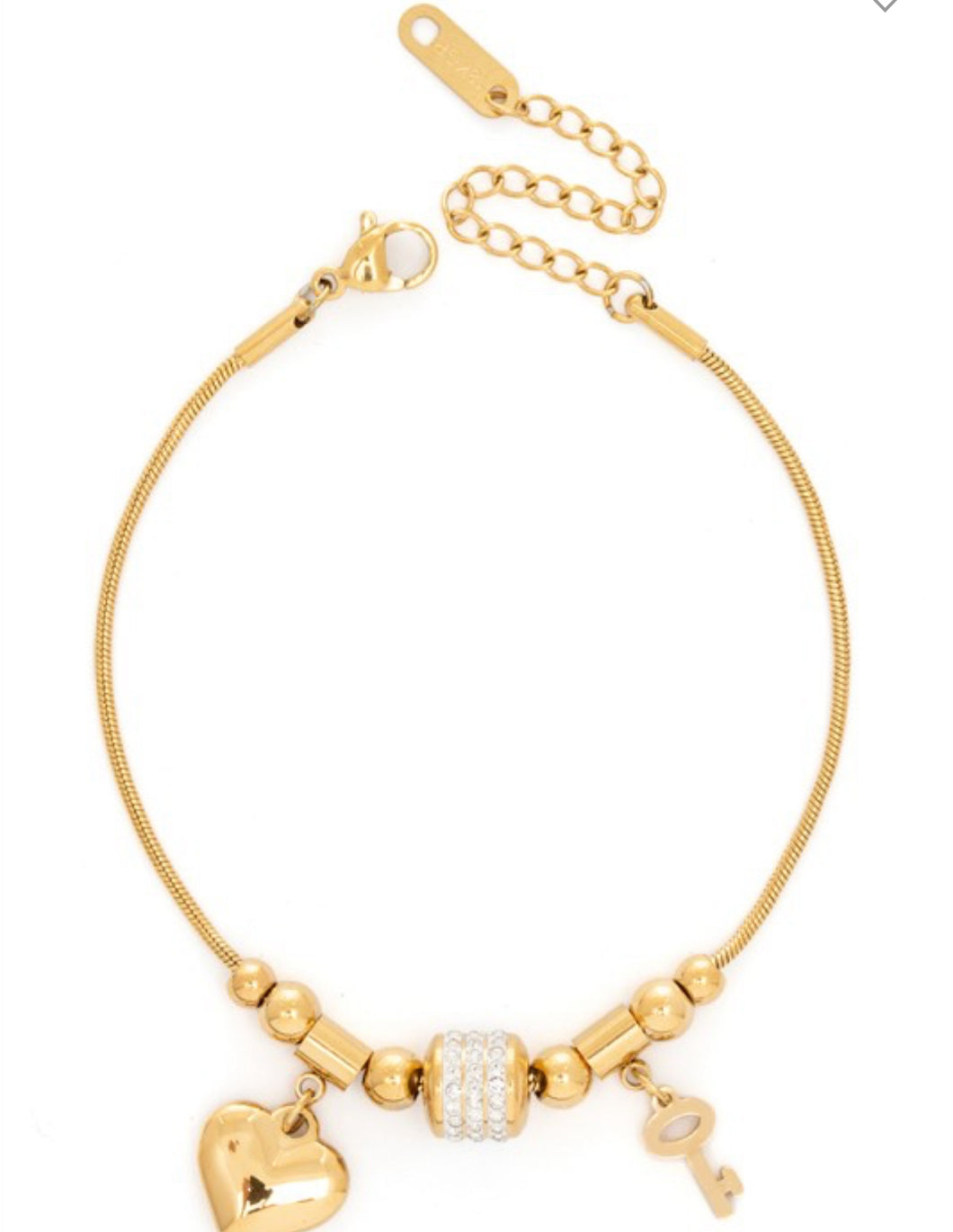 Heart and key chain bracelet