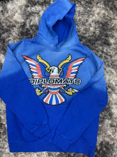 Load image into Gallery viewer, Blue diplomat distressed hoodie
