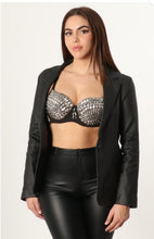 Load image into Gallery viewer, Faux leather blazer jacket
