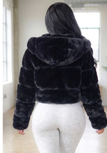 Load image into Gallery viewer, Black Faux fur coat
