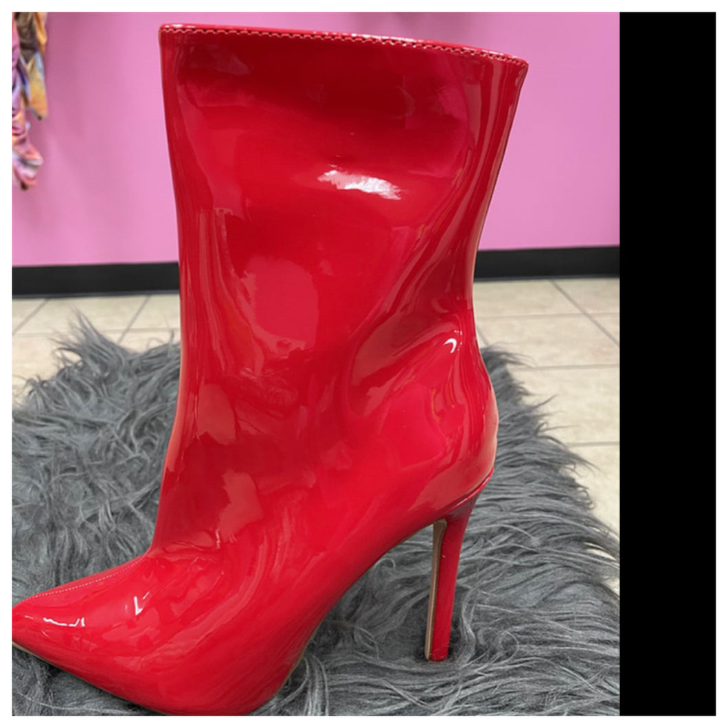 Red patent boot